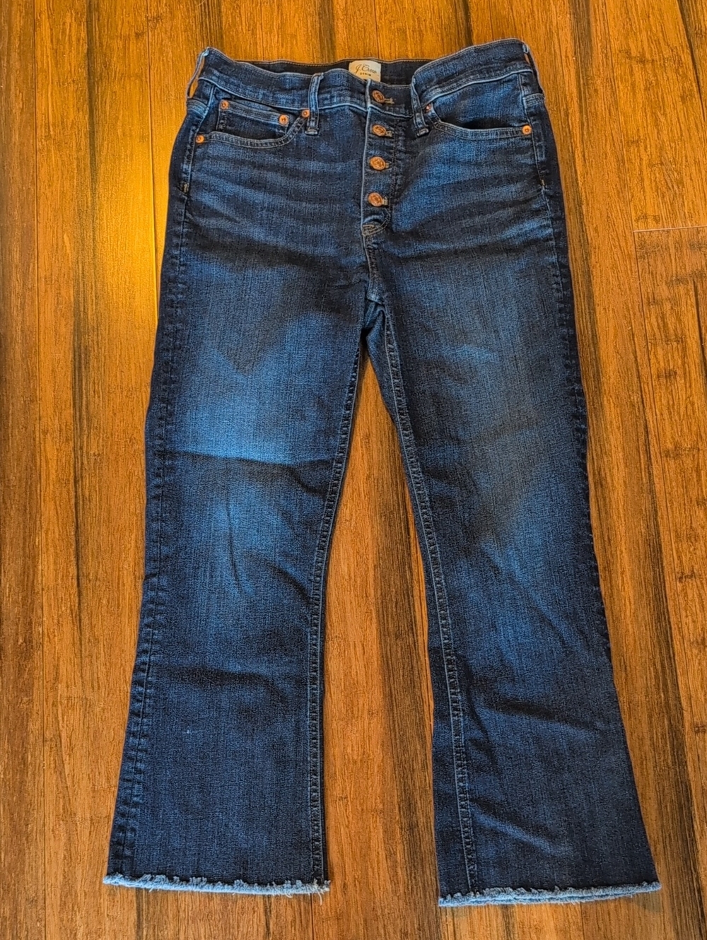 J Crew Dark Wash Women's Button-Fly Jeans 9" Billie Demi Boot Crop